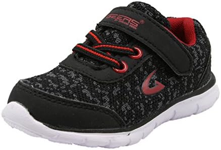 Dream Seek Geers Boys Toddler 1375 Athletic Casual Velcro Strap Fashion Sneaker (6 M US Toddler, Black Red)