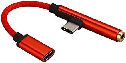 Type C to 3.5mm Headphone AUX Jack Cable Adapter, for Huwei Xiaomi Motorola Type C 3.1 Male to 3.5mm Female Stereo Audio Headphone Connector (2 Pack) (Red 2in1)