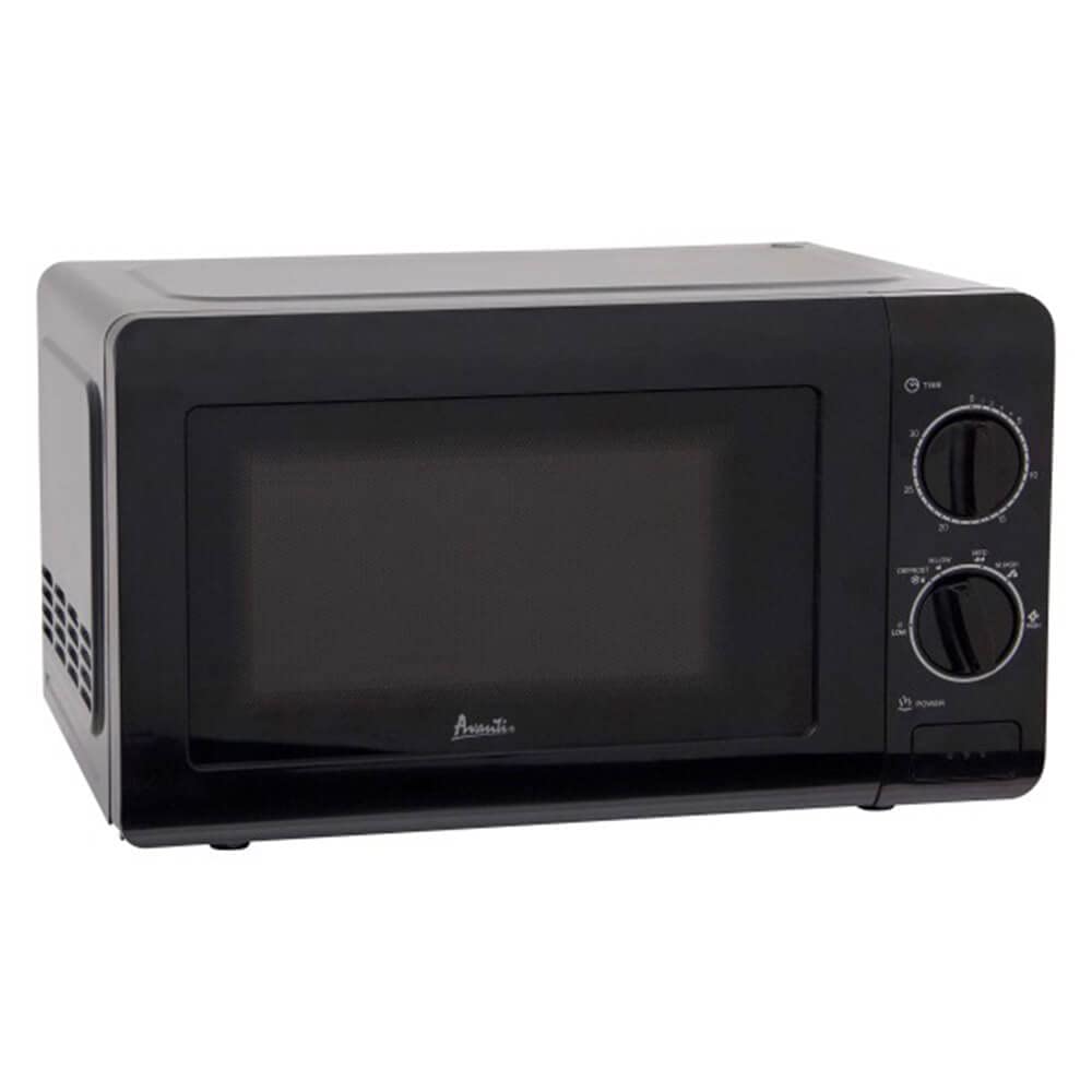 Avanti MM07V1B Microwave Oven 700-Watts Compact Mechanical with 5 Power Settings, Defrost, Full Range Temperature Control and Removable Glass Turntable, 0.7-Cu.Ft, Black
