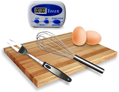 Kitchen Utensils- Whisk, Digital Timer, Cooking Fork. Stainless Steel Professional Grade Kitchen Gadgets