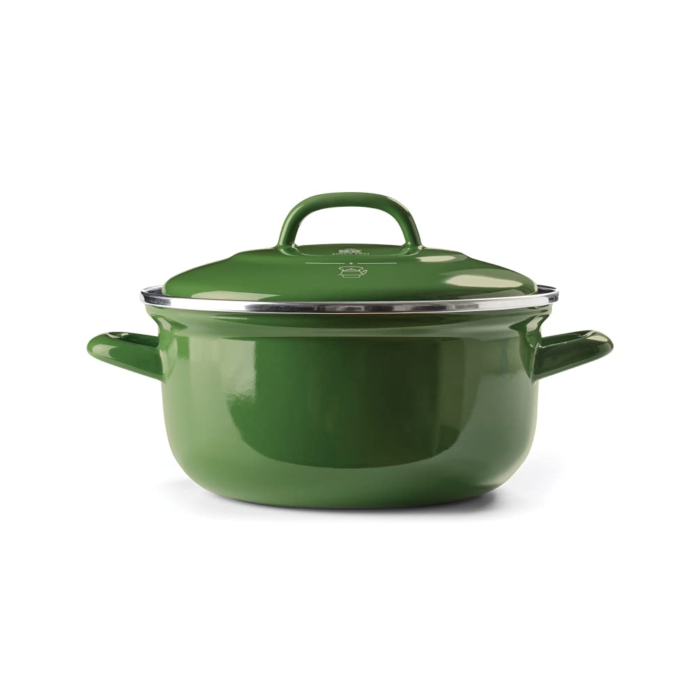 BK Indigo Dutch Heritage Round German Enamelled Casserole with Lid with PFAS-Free Ceramic Non-Stick Coating, 22 cm/3.3 Litre, Induction, Dishwasher Safe, Oven Safe, Green โ image 1
