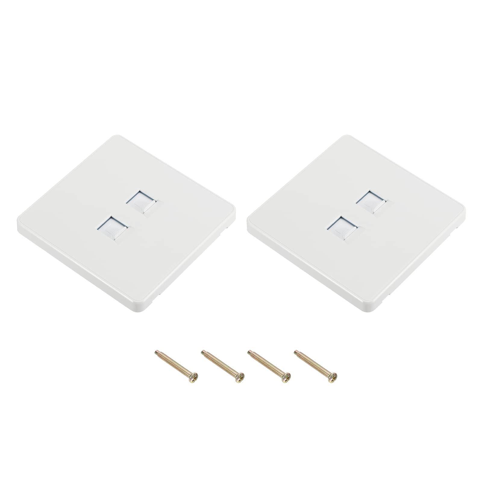 PATIKIL Ethernet Socket Dual Port RJ45 CAT6 Wall Plate White for Ethernet Cable Networking Socket Box Pack of 2