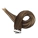Full Shine Hair Extensions Tape in 16 Inch Skin Weft Tape in Hair Extensions Balayage 4 Medium Brown Fading to 24 Honey Blonde And 4 Invisible Tape in Extensions Human Hair Straight Hair 50Gram 20Pcs