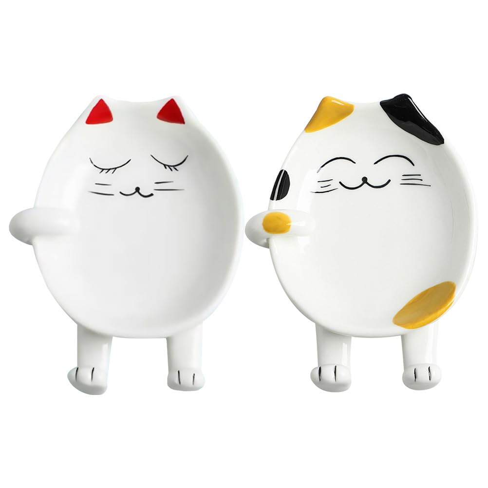 YARNOW Cartoon Ceramic Pot Lid Stand and Spoon Holder Kitchen Utensil Rack 5.12X4.13X0.79 Inch Cute Hedgehog Design for Pot Cover Chopsticks Spoon Storage