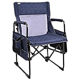 REDCAMP Heavy Duty Camping Chairs for Adults 330lbs, Compact Portable Folding Camp Chair with Cup Holder for Beach Picnic Fishing, Gray Blue