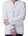 MEMITR Men Renaissance Medieval White Linen T Shirt V Neck Hippie Pirate Beach Kurta Yoga (Large)