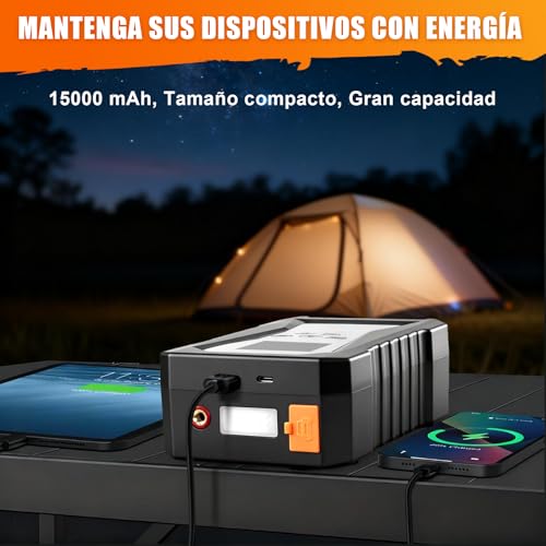LINGLUCKY Arrancador de Batería de Auto Portátil 3000A y Compresor de Aire 150PSI,Jumper para Carro de 12V(9L Gasolina/6.5L Diésel) con Pantalla LCD,Linterna LED,Luz de Emergencia,12000mAh Power Bank