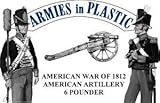 American War 1812 American Artillery Crew (5) w/6-Pdr Cannon (Blue Figs) 1/32 Armies in Plastic
