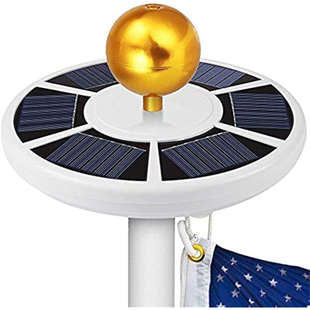 Flag Pole Lights Solar Powered, American Weatherproof Auto ON/OFF Night