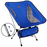 Awenia Portable Camping Chair Adjustable Height, Lightweight Folding Backpacking Chair Heavy Duty (264lbs Capacity) with Carry Bag for Outdoor Camp, Travel, Beach, Picnic, Festival, Hiking, Blue