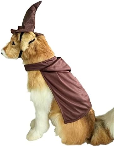Dog Costume Handmade Witch Wizard Gandalf Pet Costume Dog Costumes for Small and Medium sized dogs (Small, Brown)