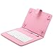 iRULU Leather USB Keyboard Case for 8-9 Inch Touch Screen Tablet with Buttons and Stand -Pink