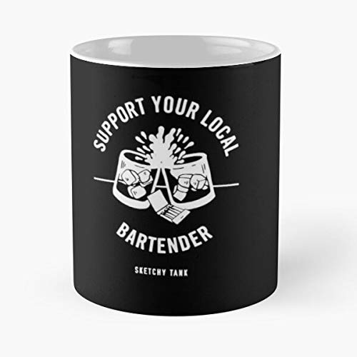 Sketchy Tank Support Your Local Bartender Black Tattoo Art