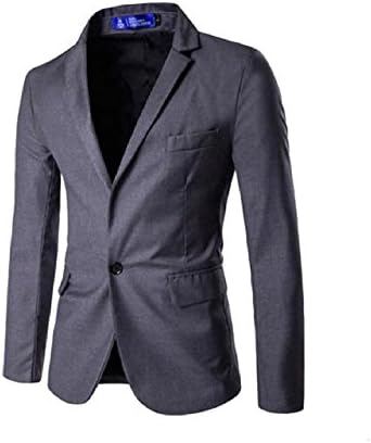 Herina, Mens Slim Fit Casual One Button Blazer Jacket, Groomsmen Wedding Suit Blazer Masculino Solid. (XXXL, Grey)