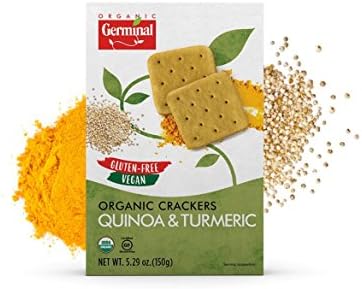 GERMINAL ORGANIC QUINOA & TURMERIC CRACKERS, VEGAN, GLUTEN FREE, ORGANIC, 5.29 OZ (PACK OF 6)