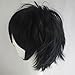 Black Cosplay Synthetic Wig with Bangs Short 20 Styles Anime Layered Fluffy Hair Oblique Fringe Full Head Unisex for Man and Women Girls Lady Fashion (Black)