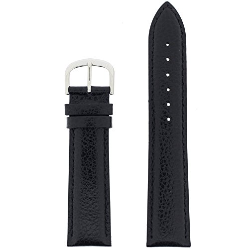 Tech Swiss LEA1433-19SS Watch Band Genuine Leather Calfskin Black 19 millimeters