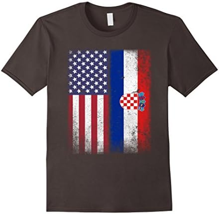 Mens American Croatian Flag T-shirt Croatia Pride Hrvatska Tee XL Asphalt