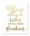 Let Her Sleep for When She Wakes She Will Move Mountains Home Wall Art Décor Gift for Girls Room, Daughter, Friend, Teen, Teenager, Nursery, Baby | Gold Foil Print Poster UNFRAMED (8x10)