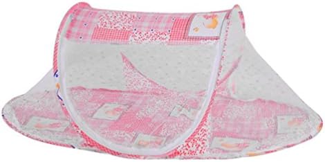 Portable Baby Mosquito Net, Nesix Summer Baby Travel Bed Crib Mosquito Bed Multi-Function Cradle Bed Infant Foldable Mosquito Net Tent, Insect Fly Protection Screen, Elastic and Breathable (Pink)
