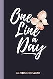 One Line A Day: Five Year Notebook Journal, Coral And Blue Violet Floral Design by Saige O'Malley Press