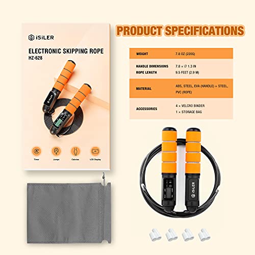 iSiLER Jump Rope, Digital Weighted Handle Workout Jumping Rope with