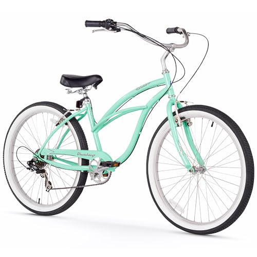 Firmstrong Urban Women's Beach Cruiser Bike, 7 Speed Bicycle, 26 Inch Wheels, Mint Green