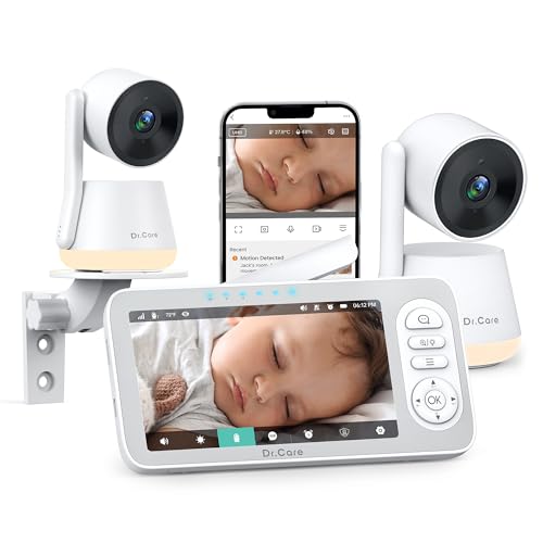 Dr.Care LumiView Plus WiFi Baby Monitor with 2 Cameras - 5.5" 1080P & 2K Display, 5000mAh Removable Battery, Privacy Mode, RGB Night Light, HD Night Vision, Crying & Motion Alert