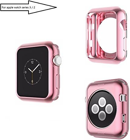 Apple Watch 3 Case , Sfmn iwatch 3&amp;2 Case Soft Plating TPU Cover Case for Apple Watch Series 3&amp;2 42MM (Series 3 42mm Rose Gold)