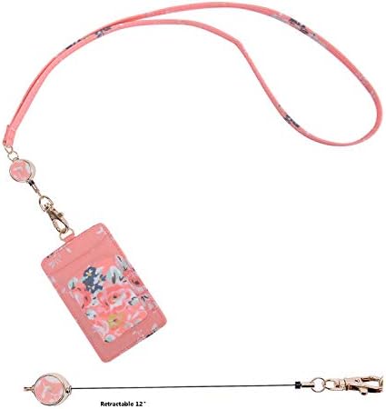 wonderful flower Id Case and Lanyard Holder Retractable (015S Peach)