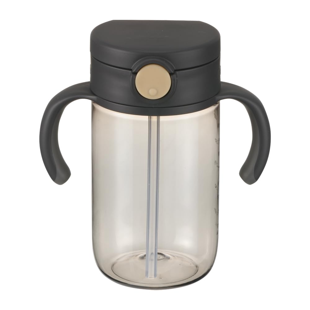 リッチェル 漏れない 洗いやすい おでかけストローマグ ブラック 320ml 7カ月から 手前にくるストローで最後まで飲み切りできる商品画像