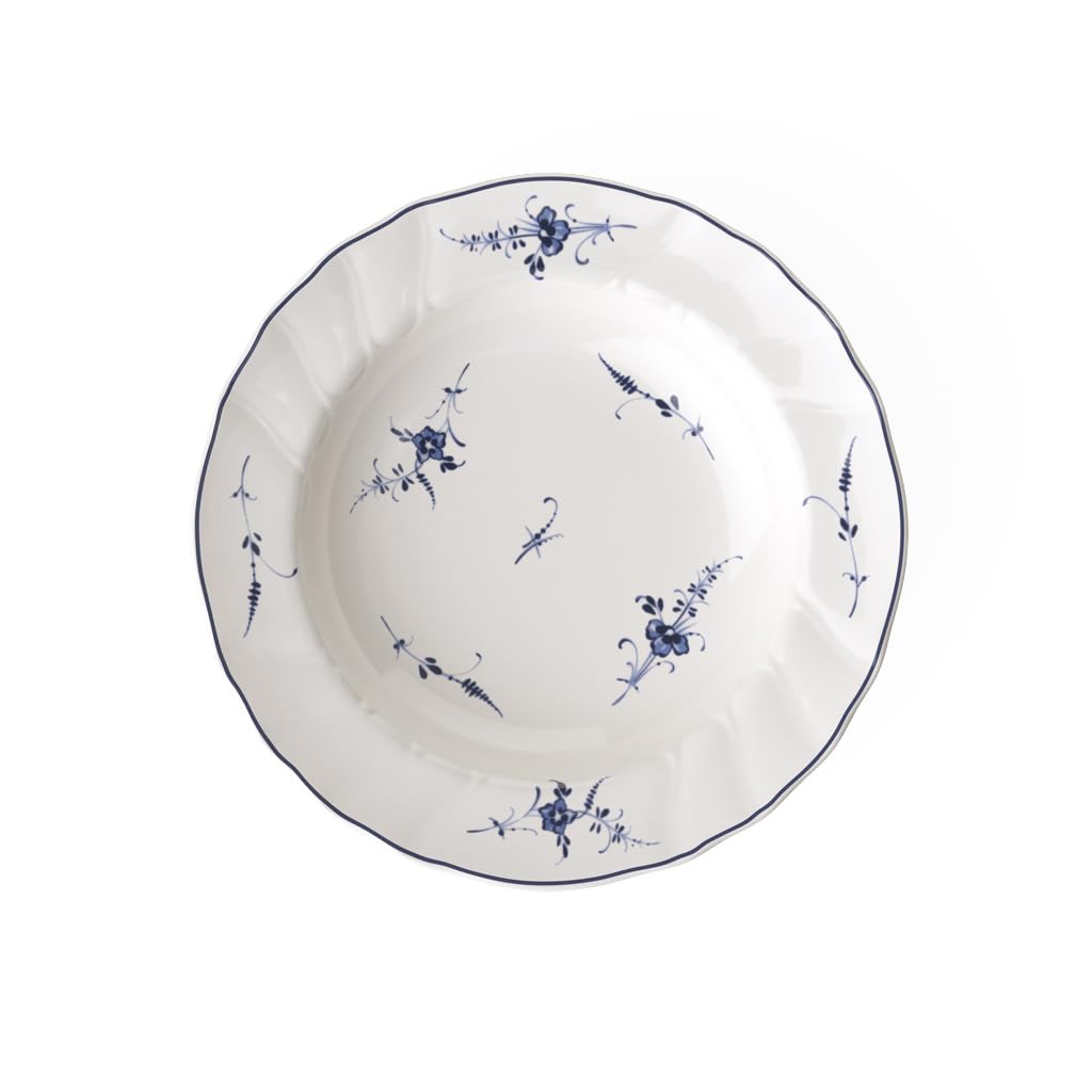 Villeroy & Boch Old Luxembourg Soup Plate, 23 cm, Premium Porcelain, White/Blue