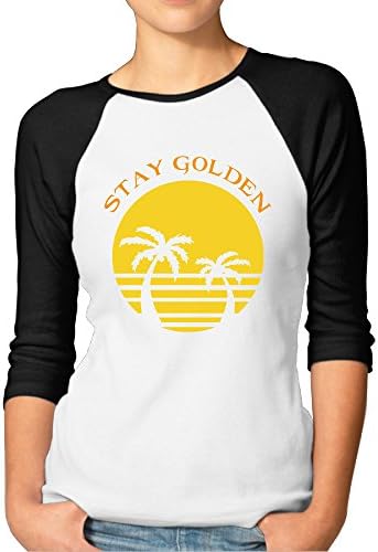 LOYRA Women's 3/4 Sleeve The Golden Girls Stay Golden Baseball Short T-shirt Black M