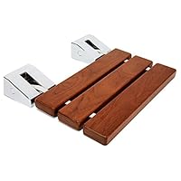 Kenley Folding Shower Seat Wooden Wall Mounted Bench Bathroom Stool - Teak Wood/Stainless Steel