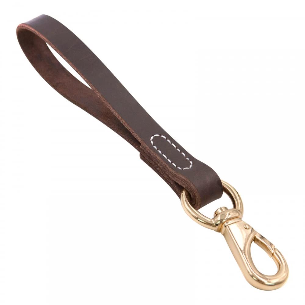11.8" Short Dog Leash, Leather No Tangle Dog Leash Padded Handle with 360° Rotating Hook for Medium Large Dogs Training Walking