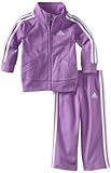 adidas Baby Girls' Tricot Zip Jacket and Pant Set, Purple Basic, 12 Months