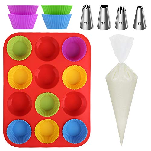 Unique Cupcake Pans. Kootek Silicone Muffin Pan Sets with 12 Cupcake