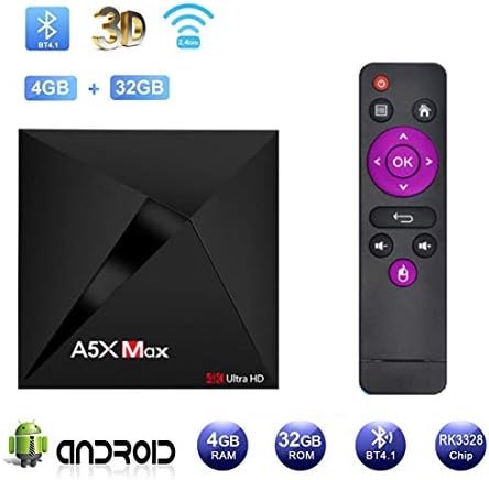 TV Box Android 9.0 A5X Max TV Box RK3328Quad-core Cortex-A53 64 bits 4GB RAM 32GB ROM 3D 4K 2.4GHz/5GHz Dual Band WiFi Bluetooth 4.2 Ethernet Player