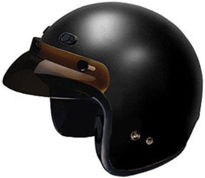 HCI-10 Matt Black Open Face Motorcycle / Scooter Helmet with Bubble Visor (Medium)