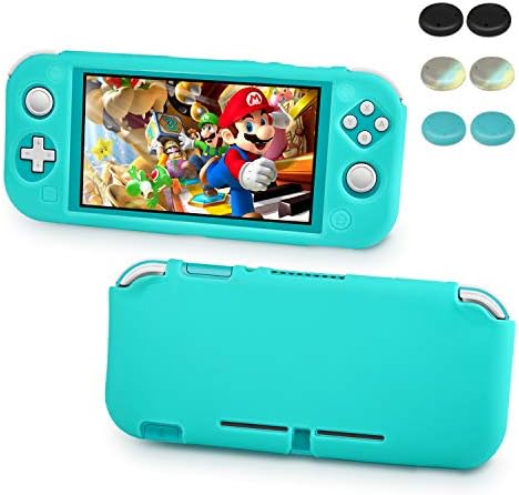 Protective Case for Nintendo Switch Lite, Younikoo Comfortable Soft Silicone Grip Cover with Ergonomic Shock-Absorption and Anti-Scratch Design for 2019 Nintendo Switch Lite (Blue) (Turquoise)