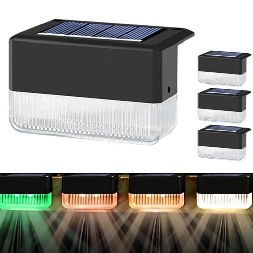 GT HITGX Solpex Solar Lights Outdoor, 4 Pieces, Warm White Stair Lights, Waterproof Solar Lights, LED Lighting for Outdoor Stairs, Steps, Fence, Patio, Decor