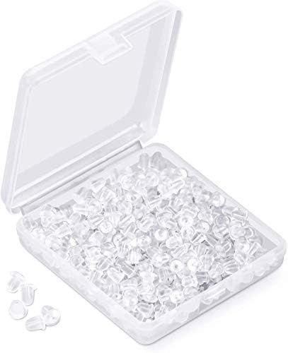 Silicone Earring Backs Earring Backings Soft Clear Ear Safety Back Pads Backstops Bullet Clutch Stopper Replacement for Fish Hook Earring Studs Hoops, Diameter 4mm (200PCS/100Pairs) Silicone Earring Backs Earring Backings Soft Clear Ear Safety Back Pads Backstops Bullet Clutch Stopper Replacement for Fish Hook Earring Studs Hoops, Diameter 4mm (200PCS/100Pairs)