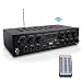 Upgraded 2018 Wireless Bluetooth Karaoke -  6 Channel 750 Watt Home Audio Sound Power Stereo Receiver Amplifier w/ USB, Headphone, 2 Microphone Input w/ Echo, Talkover for PA  - Pyle PTA62BT