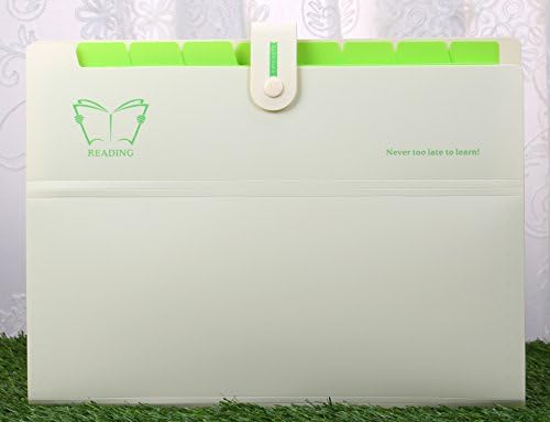 Kobest 8 Pockets Expanding file folder Accordion document Organizer,A4 Size and letter with Bouton closure For School and Office uses(Cream)