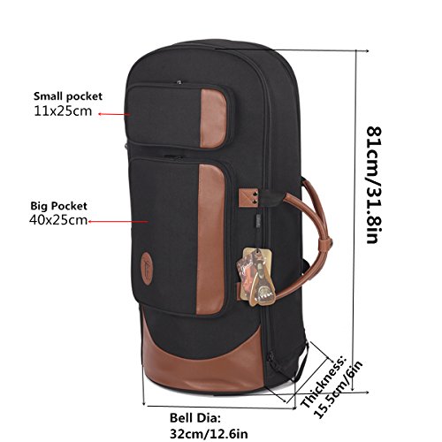 Deluxe Euphoniums Gig Bag Case 25MM Padded Comfortable Leather Handle E-5B