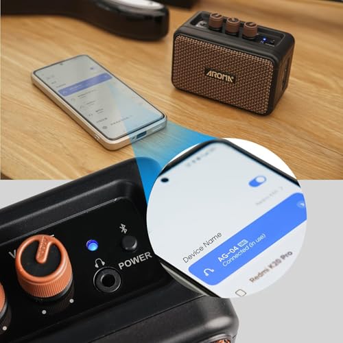 M-VAVE Amplificador Mini para Guitarra Elétrica : 5W Portátil com Bluetooth 5.3, 2 Canais (Clean/Overdrive), Bateria Recarregável 7h - Som Profissional para Prática em Casa, Viagens e Sessões Jam