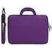 Evecase 13.3-14 inch Slim Portable Neoprene Carrying Laptop Sleeve Case Bag w/ Handles and Accessory Pocket (Purple with Black Trim)