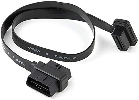 Diageng OBDII Extension Cable, 2 in 1 OBDII 16 Pin Female to Male Connector Diagnostic Extender Flat Ribbon Cable 60CM