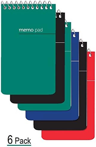 OfficeD Top Bound Memo Books, 3" x 5",College Ruled, Memo Pad, (6 Pack)