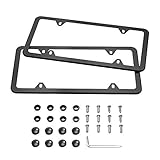 Karoad Black License Plate Frames, 2 PCS Stainless Steel Car Licence Plate Covers Slim Design with Bolts Washer Caps for US Standard (4 Holes)